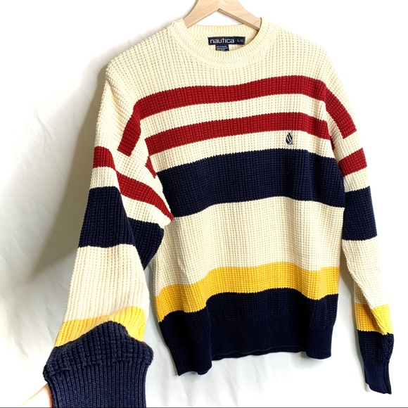 L Knitted Nautica Sweater Large striped - Picture 2 of 8